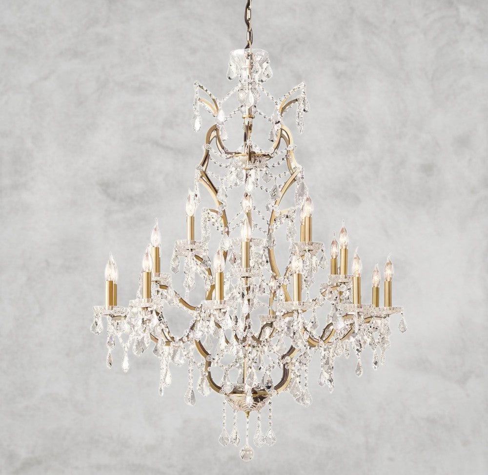 19th C. Rococo Iron & Crystal Round Chandelier 18", 28", 33", 40", 60", 101"
